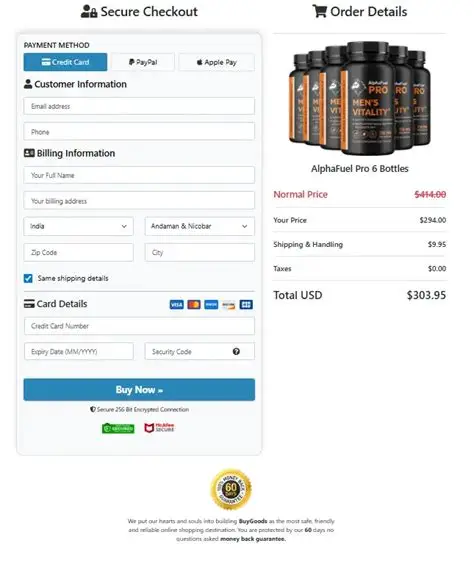 AlphaFuel Pro Secure Payment Checkout Badges